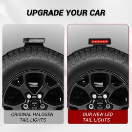 Gronsvt LED third brake light taillight compatible with 2007-2018 Wrangler JK installed at the rear of the car
