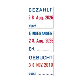 Trodat Trodat Professional Datumsstempel 5430/L, Selbstfärbend, EINGEGANGEN - BEZAHLT - GEBUCHT, blau-rot, Mittel