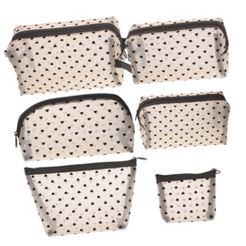 VICASKY 6 pcs Portable Mesh Cosmetic Bags with Zipper Cute Heart Design Travel Makeup Storage Pouches for Lipsticks Brushes and Essentials Lightweight Easy to Clean