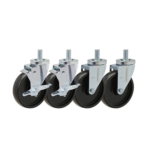 5" Caster Set of 4 | for Jade and Imperial Range with Polyolefin Wheels | 2 Swivels and 2 Swivels with Brake