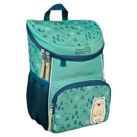 Scooli Mini-Me Nursery Backpack - Ergonomic Backpack for Children, with Removable Chest Strap, 8 L, for Girls and Boys (Bobby Bear), Green