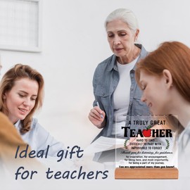 Craftique Thank You Teacher Gifts for Women Men, Acrylic Plaque with Wooden Base, Best Teacher Gifts for Leaving, Birthday, Presents for Teacher from Students