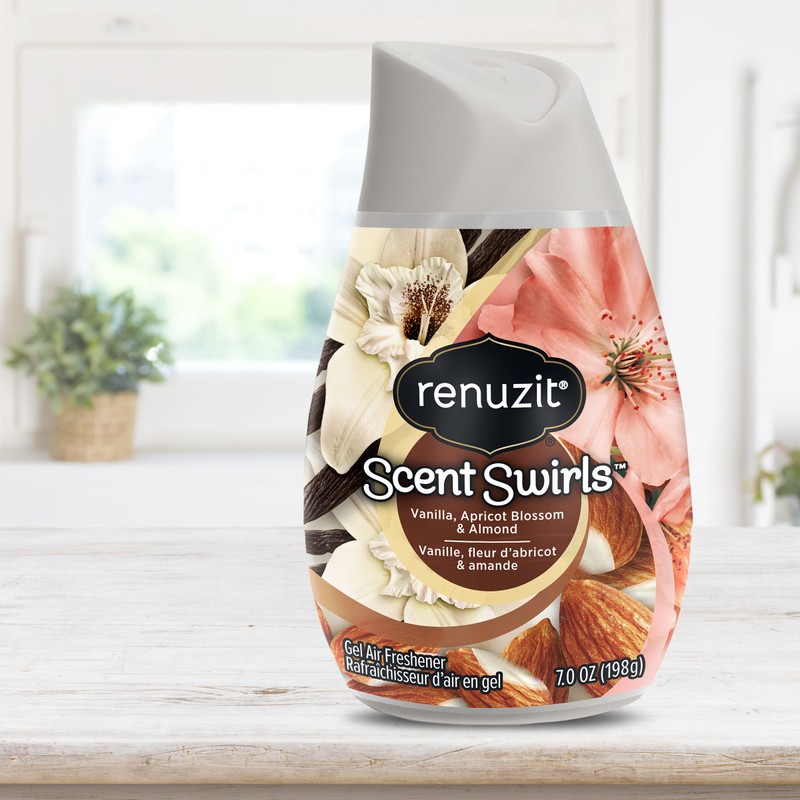 Renuzit Scent Swirls Air Freshener Gel, Vanilla, Apricot Blossom &