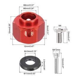 sourcing map Aluminum Wheel Hex Hub 8mm Hex Extended Spacers Drive Adapter for RC Crawler Car Replacement, Red
