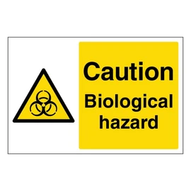 V Safety Caution Biological Hazard - Landscape 300 x 200 mm - 1mm Rigid Plastic Safety Sign