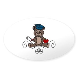 CafePress Graduate Teddy Bear Sticker Oval Car Bumper Sticker