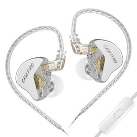 CCA CRA PRO in Ear Monitors, IEMs for Gaming, Ultra-Thin DLC Diaphragm Dynamic Driver Wired Gaming Earbuds, Deep Bass Clear Sound Ear buds IEM Headphones, in Ears for Singer Musician (Silver,with Mic)