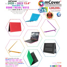 mCover - Case ONLY Compatible with 13.4 Inch Dell XPS 13 9300/9310/9315 Non-2-in-1 Notebook Computers from 2020 to 2023 (Does Not Fit Other Dell Models) - Black