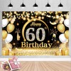 60th Birthday Party Decoration, Oversized Fabric Black Gold Birthday Background