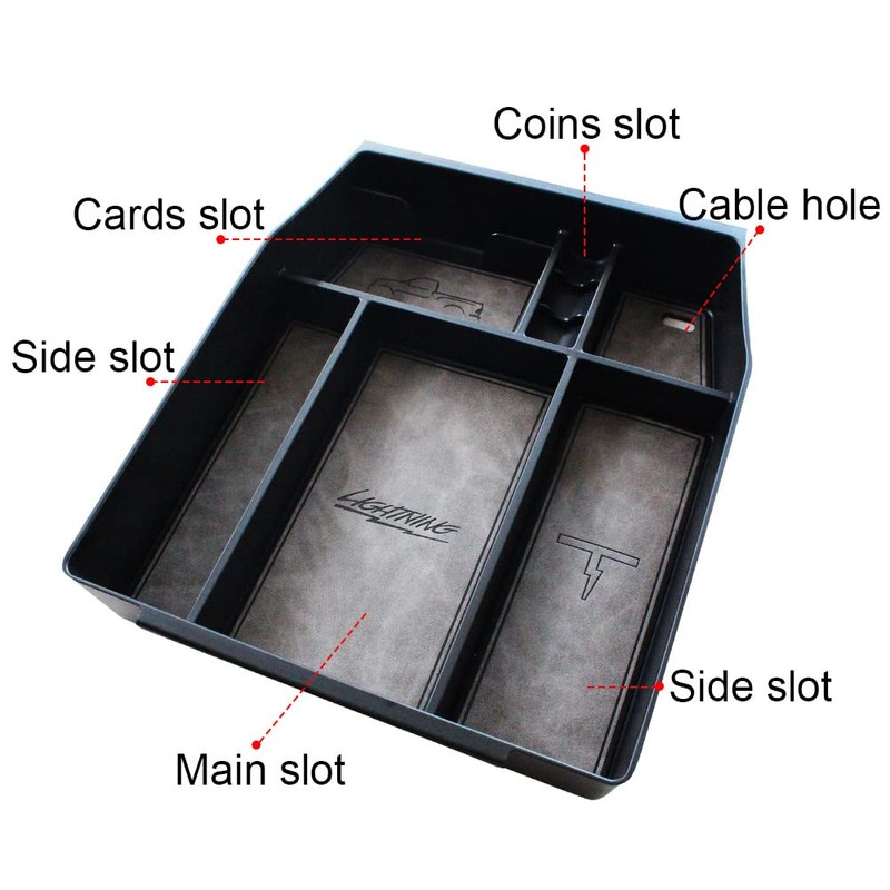 BestEvMod Storage Box Organizer Center Console Tray with Vegan Leather