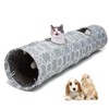 LUCKITTY Geometric Straight Cat Tunnel with Plush Inside,Cats Toys Collapsible