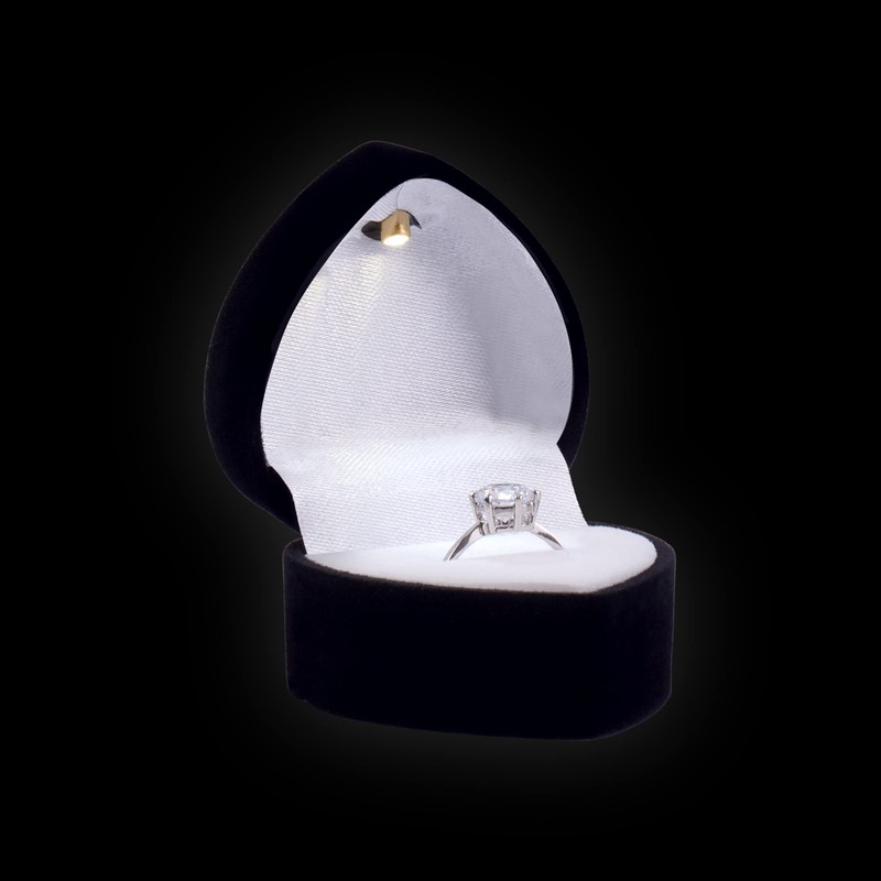 Noble Heart Ring Box with Light - Unique LED Engagement