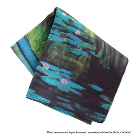 Blooming Cat Art 000219-0011-01 Print Handkerchief, Water Lilies Pond, Claude Myane, Ladies, Handkerchief, Approx. 17.7 inches (45 cm), multicolor