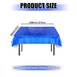 3 Pack Iridescent Tablecloths - Holographic, Disposable, Rectangular Party Table Covers - 54" x 108" (Blue)