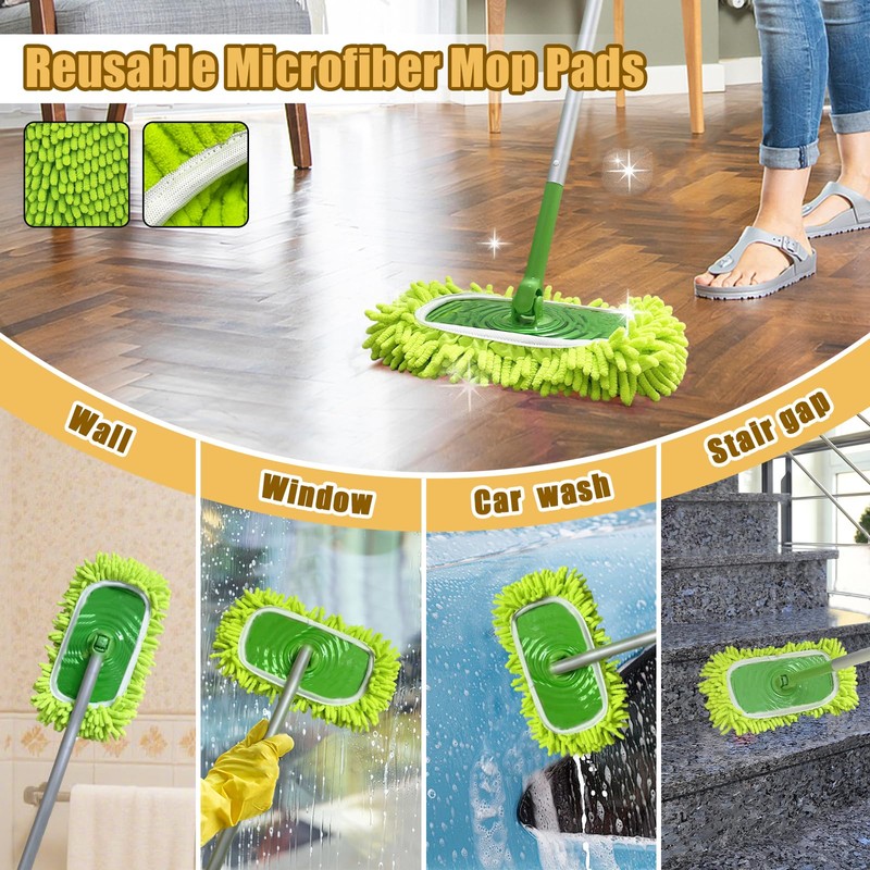 2PCS Reusable Dry Sweeping Cloths Compatible with Swiffer Sweeper Mop,Reusable