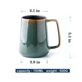 Large Ceramics Coffee Mugs，24 OZ/700ml Extra Large Cups, for Cappuccino, Latte, Hot Cocoa Or Hot Tea -Gift for Birthday/Christmas/Valentine's (24 oz Dark Green)