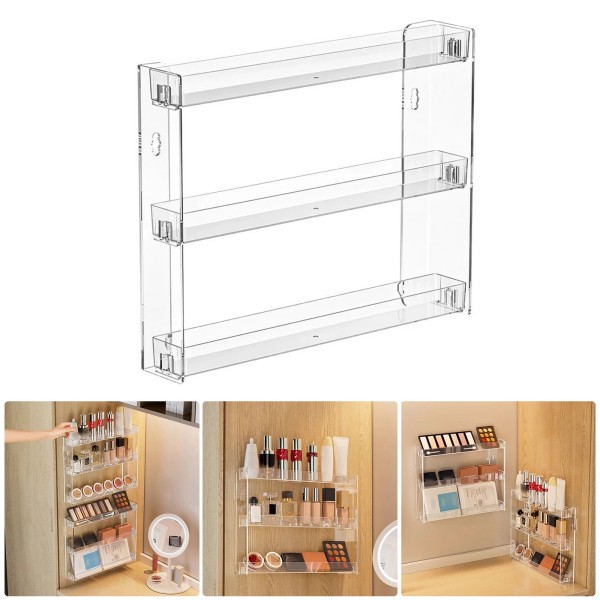 Unbranded 3-Tier Acrylic Nail Polish Rack Clear Wall Mounted Shelf