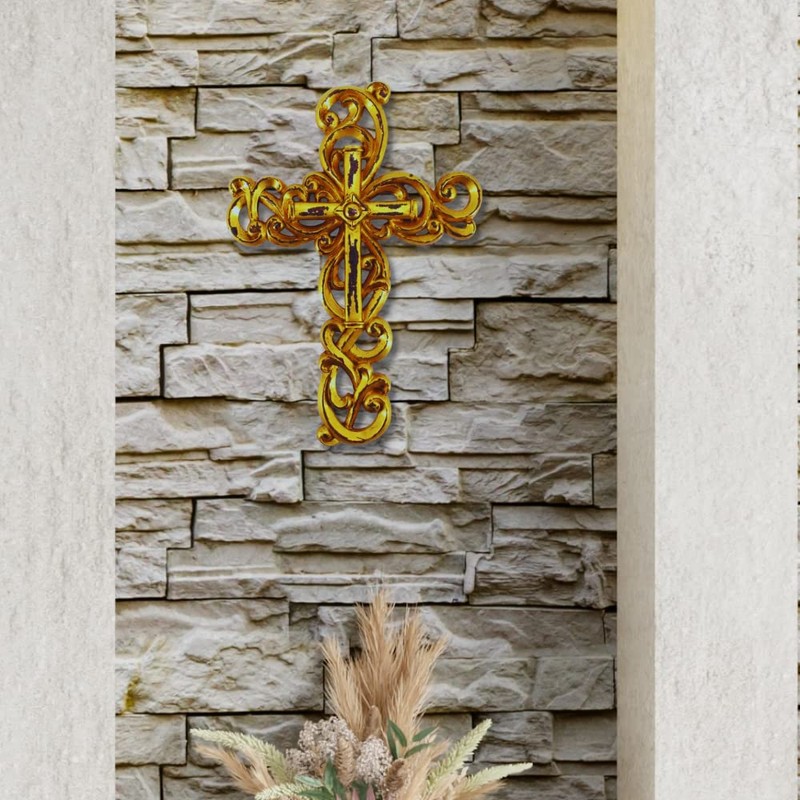 Comfy Hour Faith and Hope Collection Wall Hanging Cross (Gold)