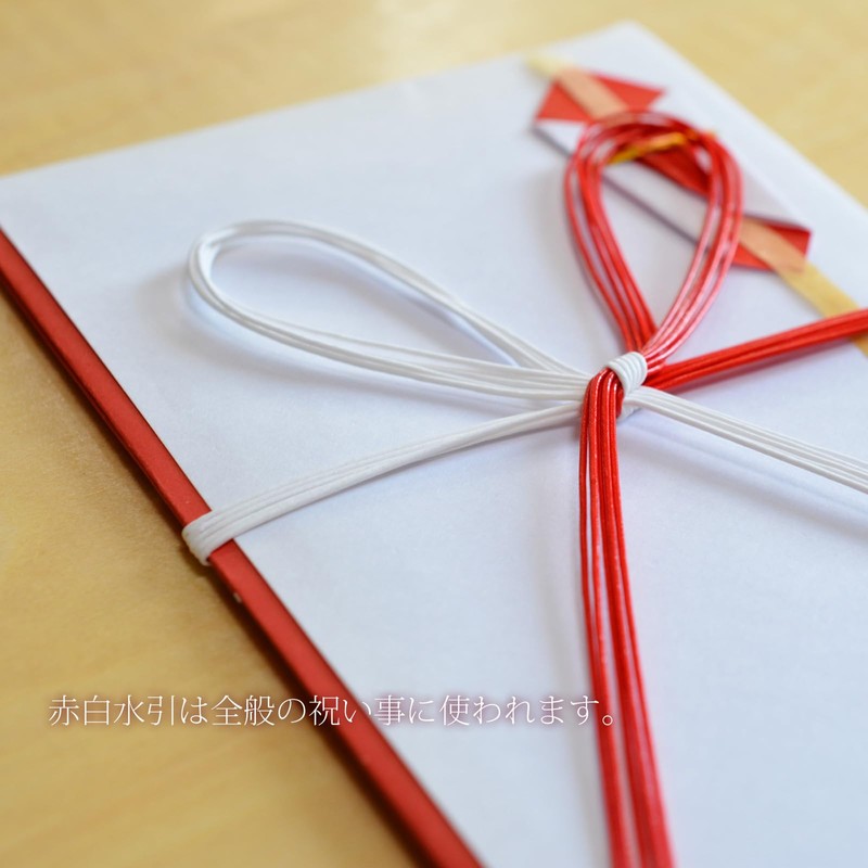 Red and White Mizuhiki Set of 5, 17.7 inches (45