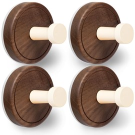 Besti Shower Suction Cup Hooks, Strong Suction Power, Towel Hooks for Shower Glass Door, Bathroom, Kitchen, Mirrors, Tiles, Holds up to 11 lbs, Ideal for Towels, Bath Robes, Coats (Walnut-Off White)
