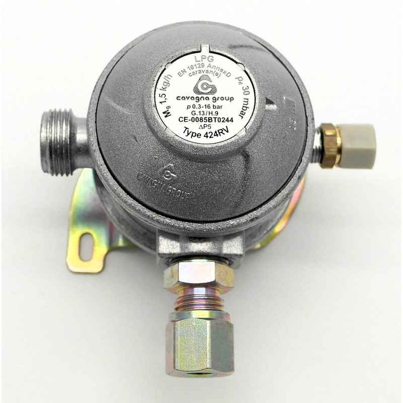 30mbar 10mm 90 Degree Caravan and Motorhome Regulator (1077)