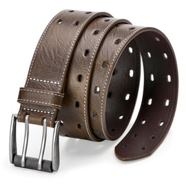 CHXRRPGC Men Classic Double Prong Faux Leather Belt Fashion Casual Heavy Duty Work Belts For Jeans Pants