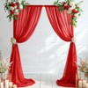 FANPROMS Red Sheer Backdrop Curtains 5x10ft 2 Panels Chiffon Fabric