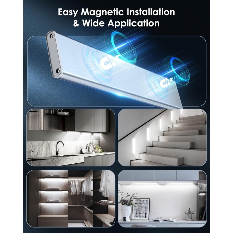 VerRon 5-Pack Under Cabinet Lighting, Upgraded 2200mAh Rechargeable Under Cabinet