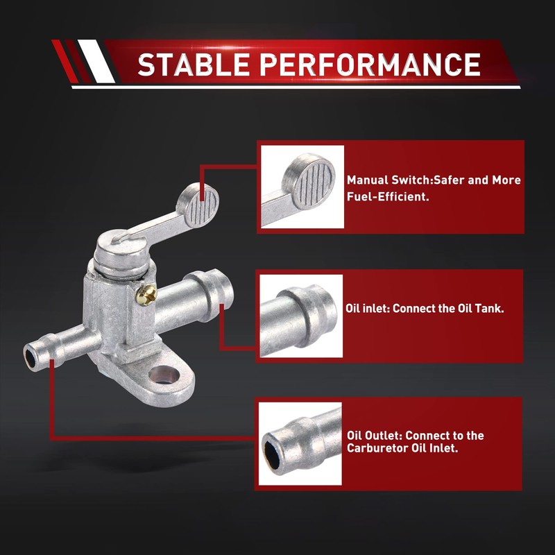 WOOSTAR 1/4" Inline Fuel Valve Petcock Cut-Off Switch Replacement for
