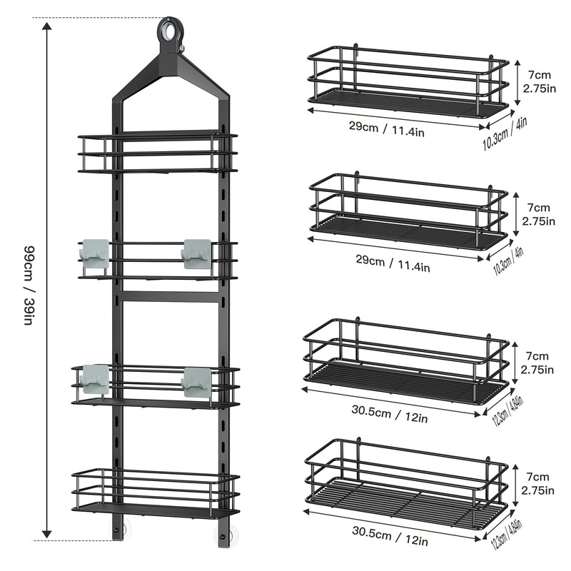 Orimade Adjustable Anti-Slip Hanging Shower Caddy Over Shower Head,Rustproof Bathroom