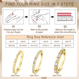 Dochais Pack of 3 Women's Gold Ring, Stackable Rings, Waterproof, 14K Golden Gold-Plated Cubic Zirconia Diamond Ring, Women, Knuckle Rings, Thumb Ring, Finger Ring, Statement Ring Set, Jewellery