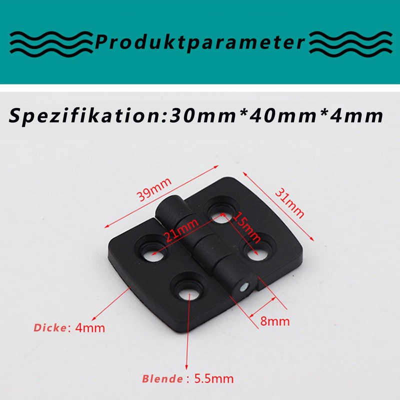 Pack of 4 Hinges for Cabinet Doors, Nylon Hinge, 30
