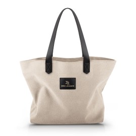 Emma Jonasson Shopper Women's Shoulder Bag with Zip and Inner Pocket - Aesthetic Tote Bag, Fabric Bag, Large Handbag, Canvas Bag, beige