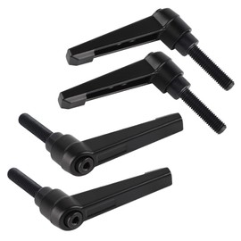 efuturetime® Pack of 4 Clamping Lever Handles, M8-32 mm, Adjustable Clamping Levers Made of Carbon Steel, Clamping Lever External Thread Handle, Machine Handles, Black, 32 mm