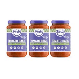 Fody Foods Tomato Basil Pasta Sauce, 19.4 Oz (Pack of 3), Garlic and Onion Free, Low FODMAP Certified, Gut & IBS Friendly, Vegan, Non-GMO, Gluten Free, Kosher