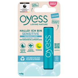 Oyess Lip Balm, Sensitive Vegan (0.2 oz (4.8 g) / Vegan Organic Naturally Derived Moisturizing, Moisturizing, Moist Lip