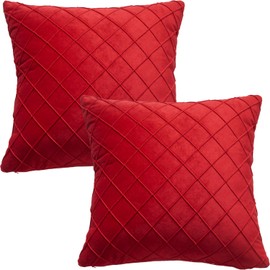 GONOVE Cushion Covers 55 X 55cm Soft Velvet Square Throw Pillow Cases Set of 2 Decorative Fluffy Pillow Covers Red Pillowcases for Home Couch Sofa Bed