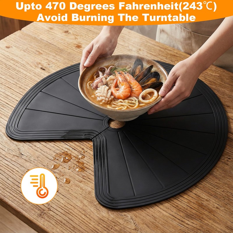 PercyEffie 2pcs Lazy Susan Shelf Liner 27In Silicone Lazy Susan