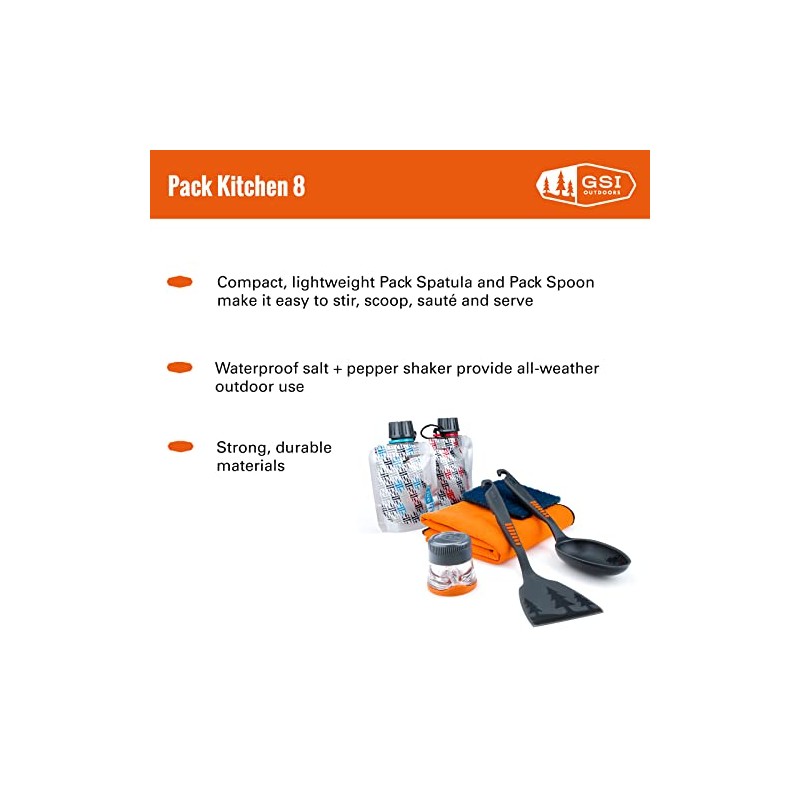 GSI 90101 Outdoor Kitchen Utensil Set 8-Piece Multi-Coloured