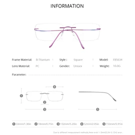 FONEX Titanium Glasses Frame,Rimless Frameless Optical Eyewear Eyeglasses for Men and Women F85634 (Pink)