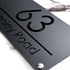 K SMART SIGN | LUXE H3 F31 | House Numbers Plaques House Numbers Door Signs House Number For Wall Name Plaques For Outside 3D Laser Cut acrylic Mirrored Marble (Matt Black & Gloss Black)
