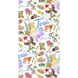 IHR Ideal Home Range Dinner Napkins Rosanne Beck State Collection Disposable 3-Ply Paper Hand Towels, 8.5" x 4.5", Texas, 16-Count