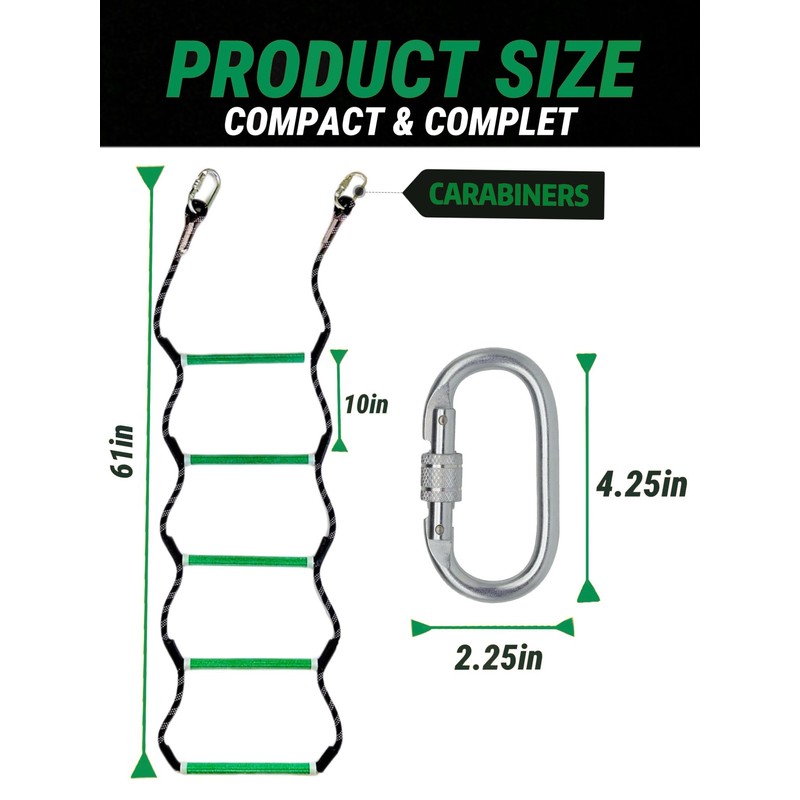 Boat Rope Ladder, Heavy Duty Climbing Rope 450Lbs Strength, 14mm