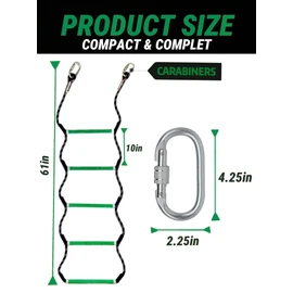 Boat Rope Ladder, Heavy Duty Climbing Rope 450Lbs Strength, 14mm Reinforced Polyester Line, Rigid Resin Step, Outdoor Ladder for Inflatable Boat, Kayak, Motorboat, Canoeing (5 Step - Green)