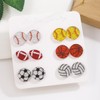 6 Pairs of Sports Ball Stud Earrings Set for Women,