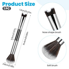 Nose Contour Brush, 2 in 1 U-Shaped Nose Sculpting & Blush Brush Dual-Ended Fluffy Contouring Brushes Precision Defining Angled Cheek Bones, Highlight, Powder, Contour, Makeup Beginners (Black)