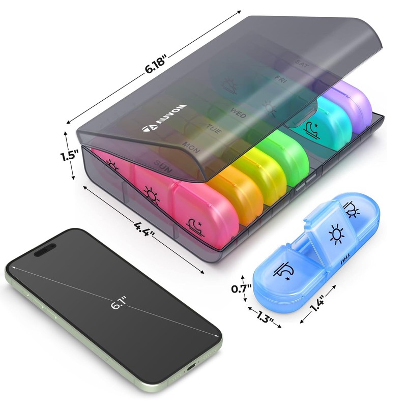 AUVON Weekly Pill Organizer 3 Times a Day, Large 7