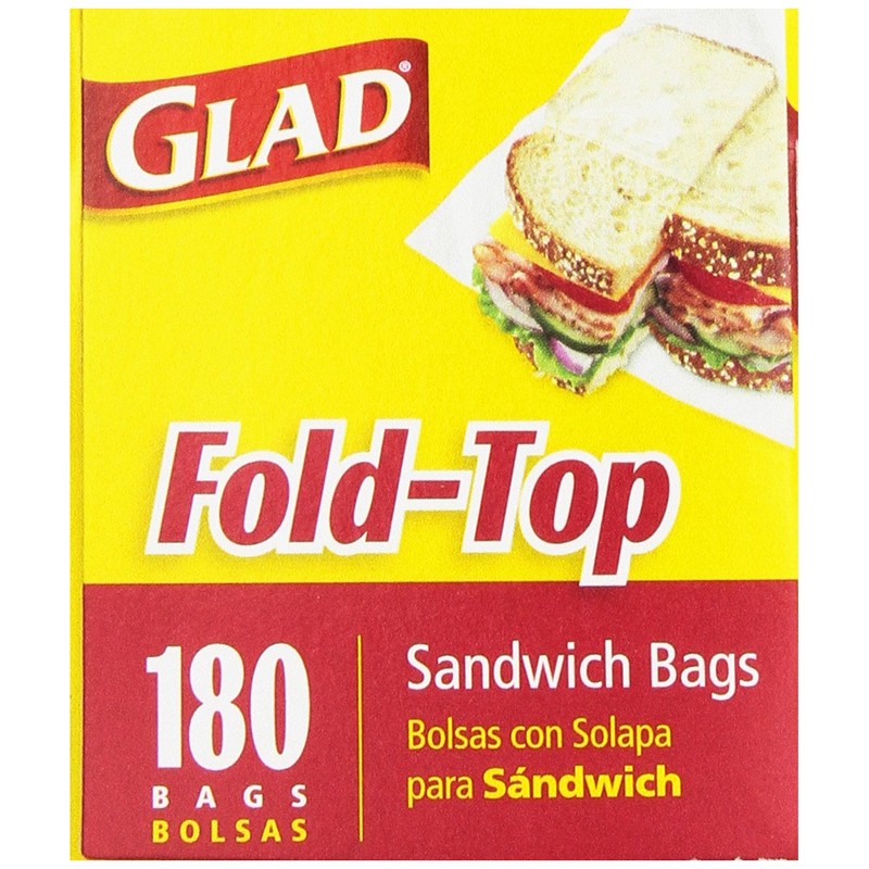 Glad Sandwich Bags, Fold Top, 180 bags