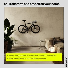 ZAMURANO. Bicycle Wall Mount, Bicycle Wall Mount, Horizontal Wall Mount, Bicycle Wall Mount, MTB, Road, Gravel, E-Bikes (1 Bicycle, Green)