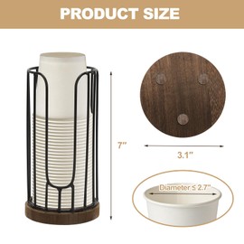 Heightened Rural Style Bathroom Cup Dispenser, Small Disposable Paper Cup Holder, 3oz Disposable Mouthwash Cup Storage Rack, Iron Bathroom